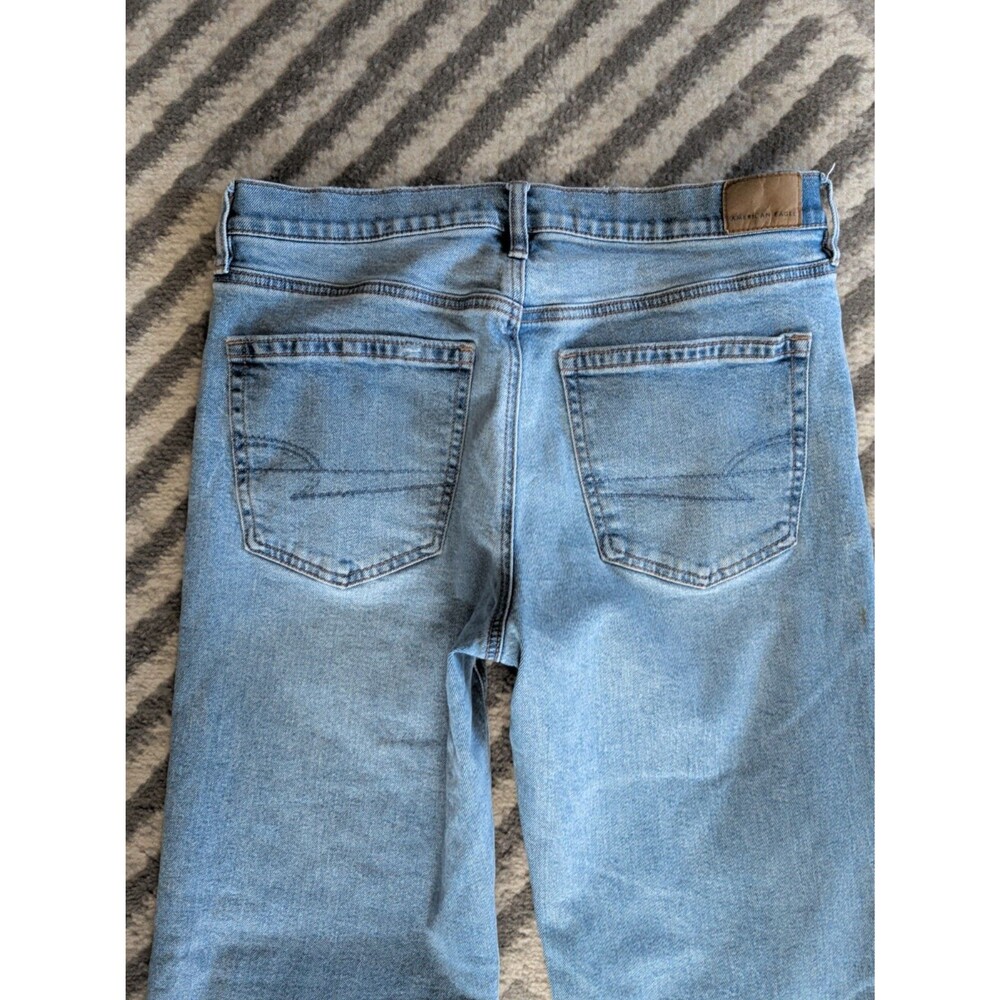 American Eagle Jeans Womens 6 Blue Short Stovepipe Wide Leg Light Wash Boho - Picture 4 of 9